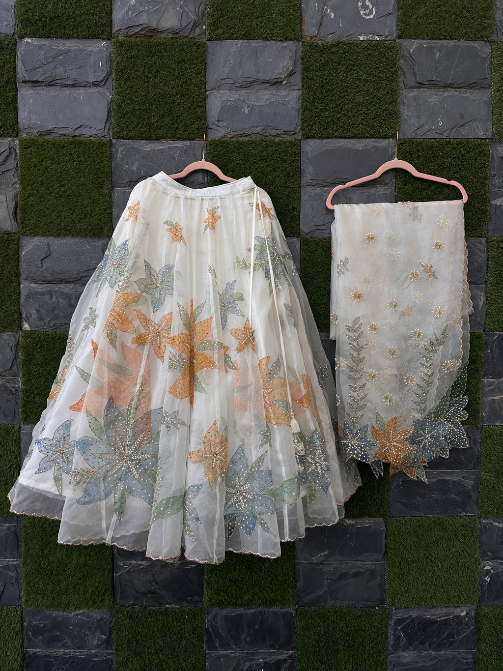 Sera Silkpainted Lehenga and dupatta set