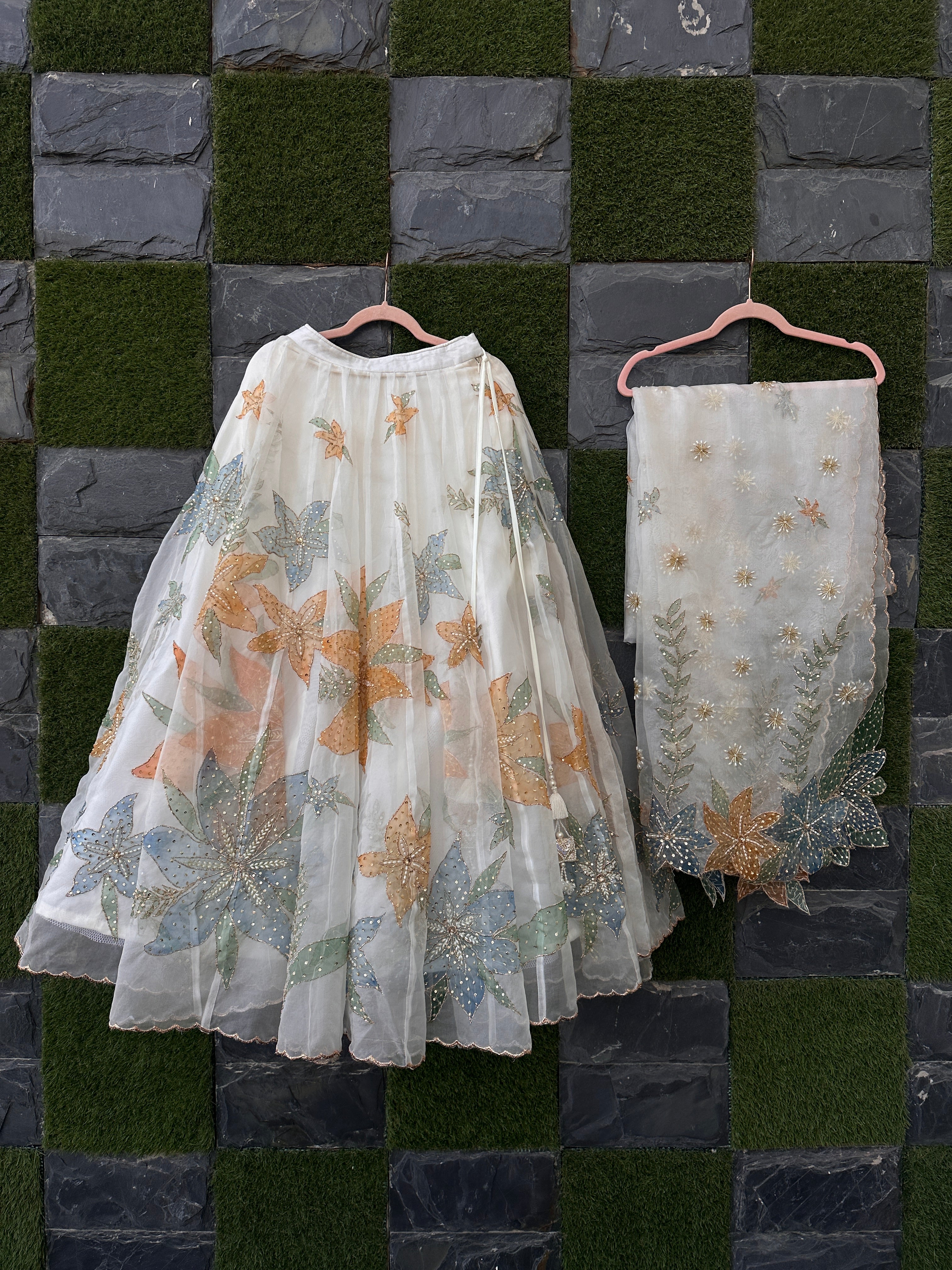 Sera Silkpainted Lehenga and dupatta set