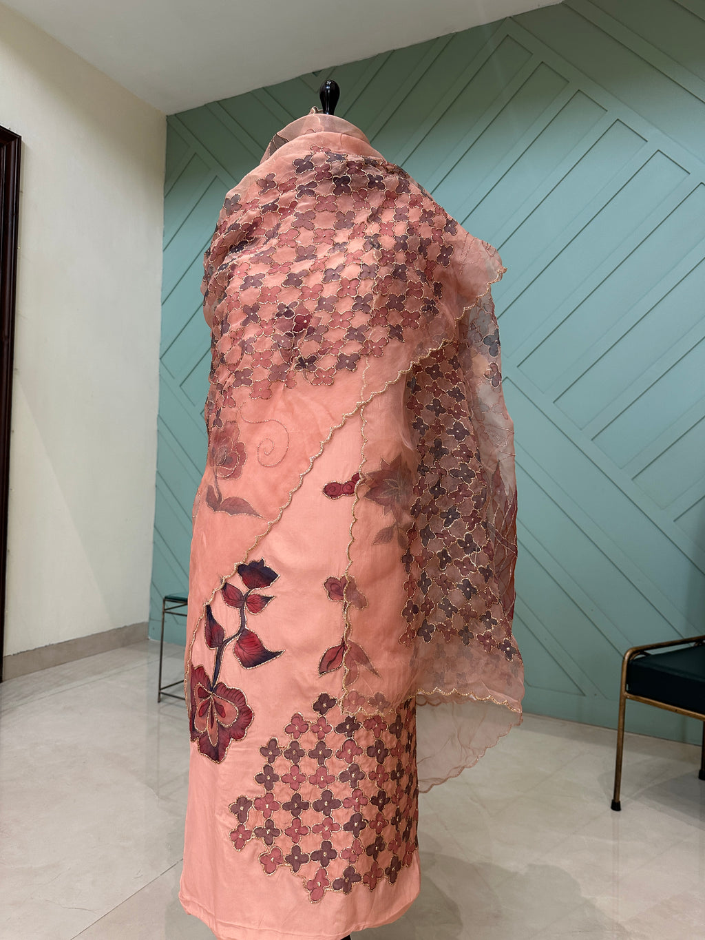Coral Whisper unstitched 3 piece suit