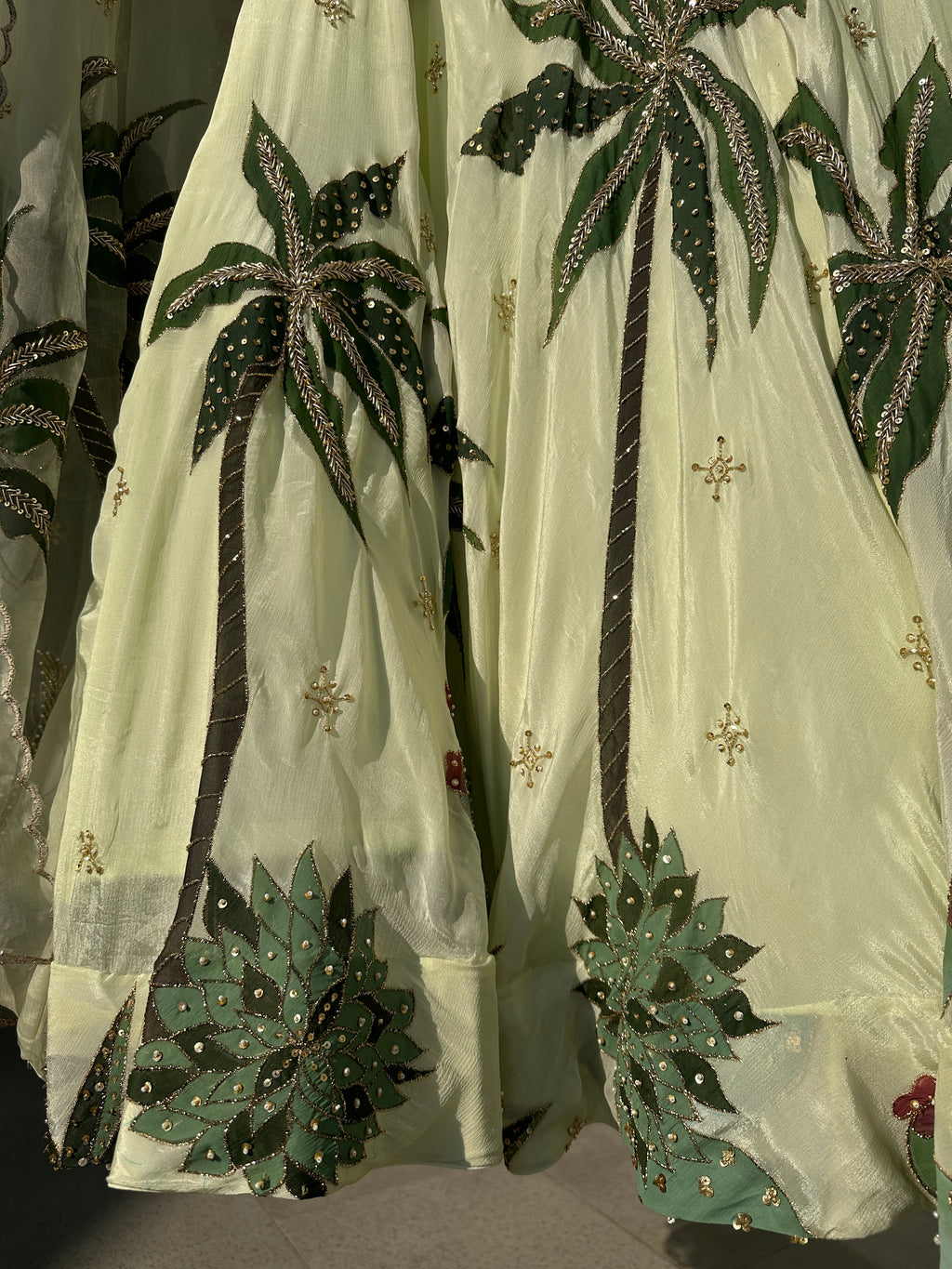 Palmé Handpainted Chiffon lehenga and blouse with Silkpainted organza dupatta