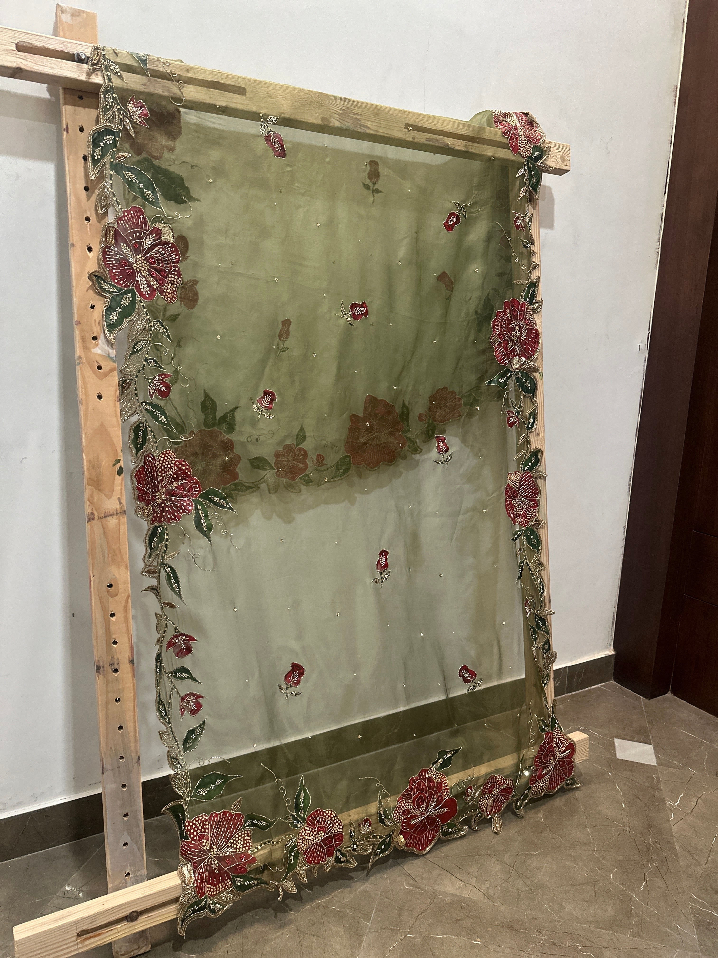 Rosé Mehndi Handpainted dupatta