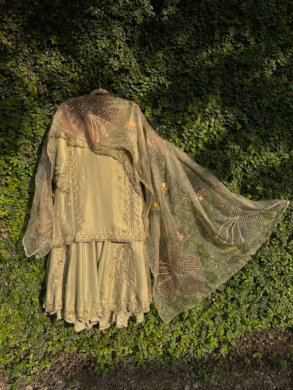 Sage Green 3 piece Sharara set