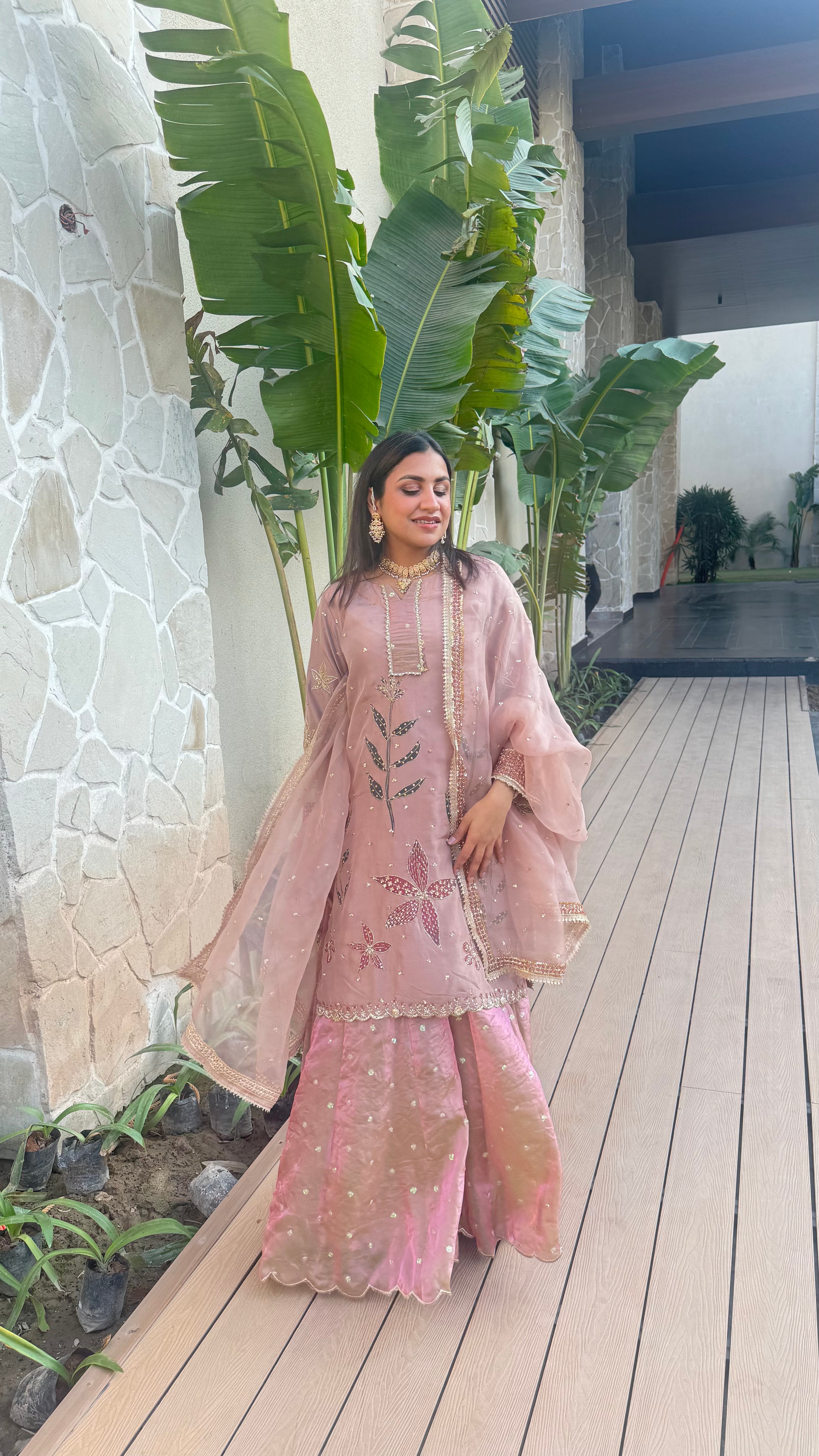 Zaraé Silkpainted Sharara 3 piece set