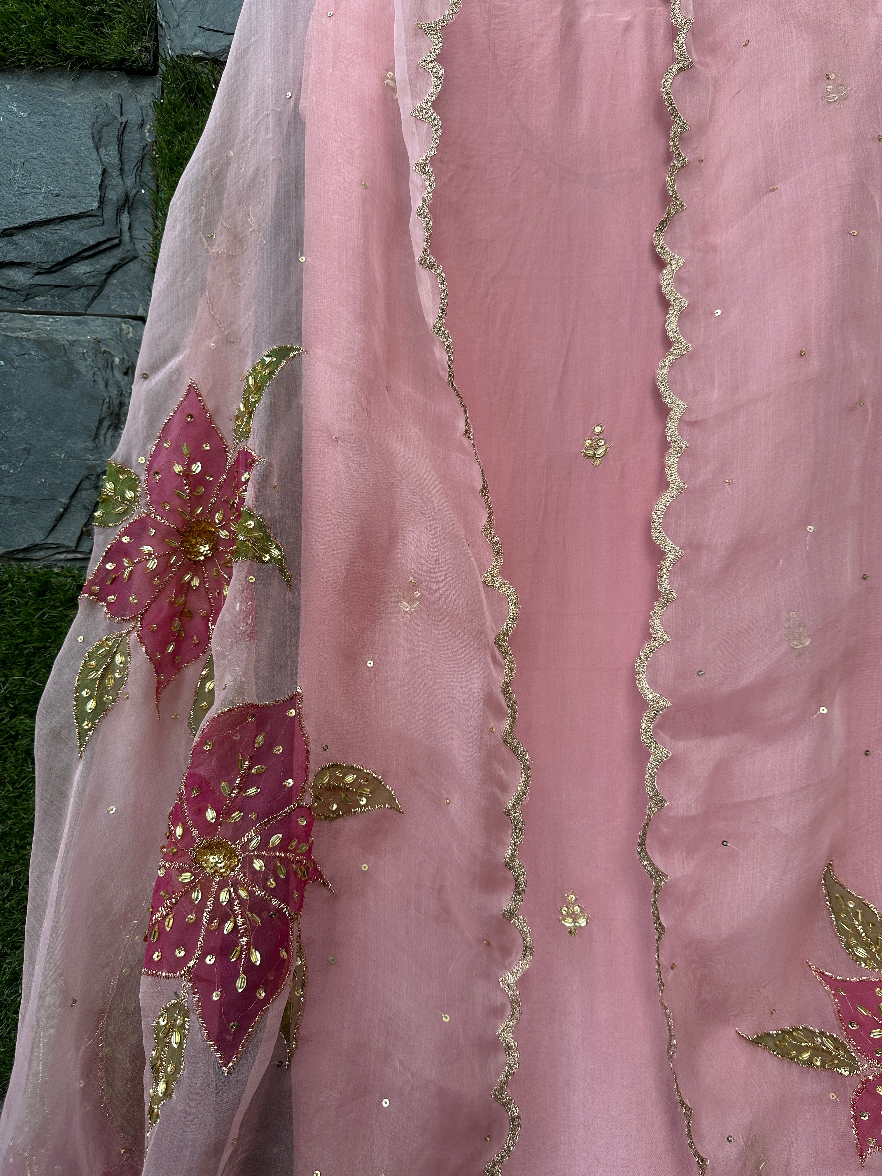 Gulaabi handpainted unstitched 3 piece set