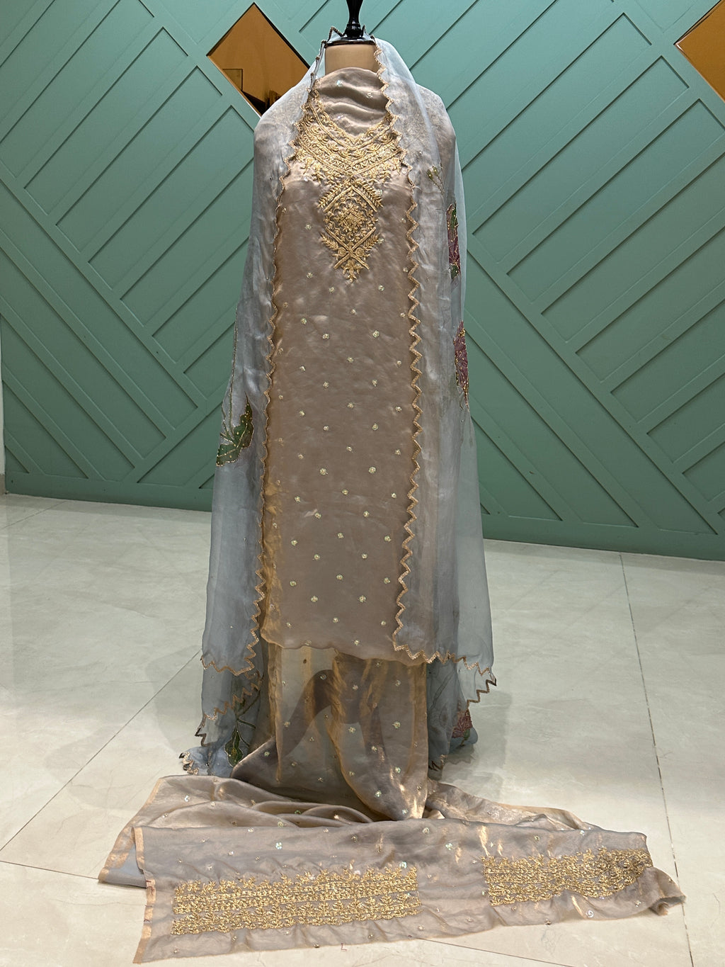 Blue mist unstitched 3 piece set