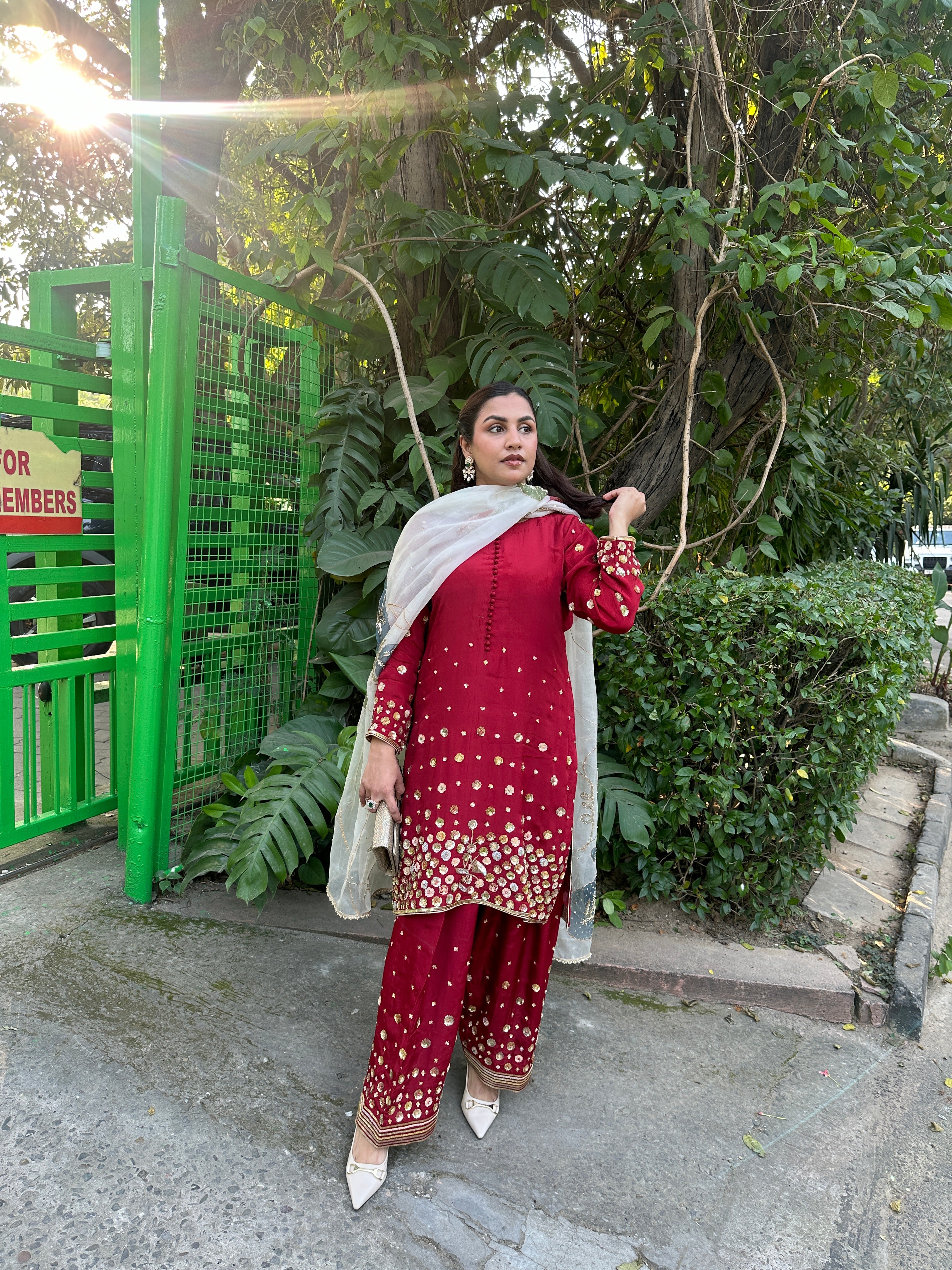 Sindoor Handpainted Silk Suit