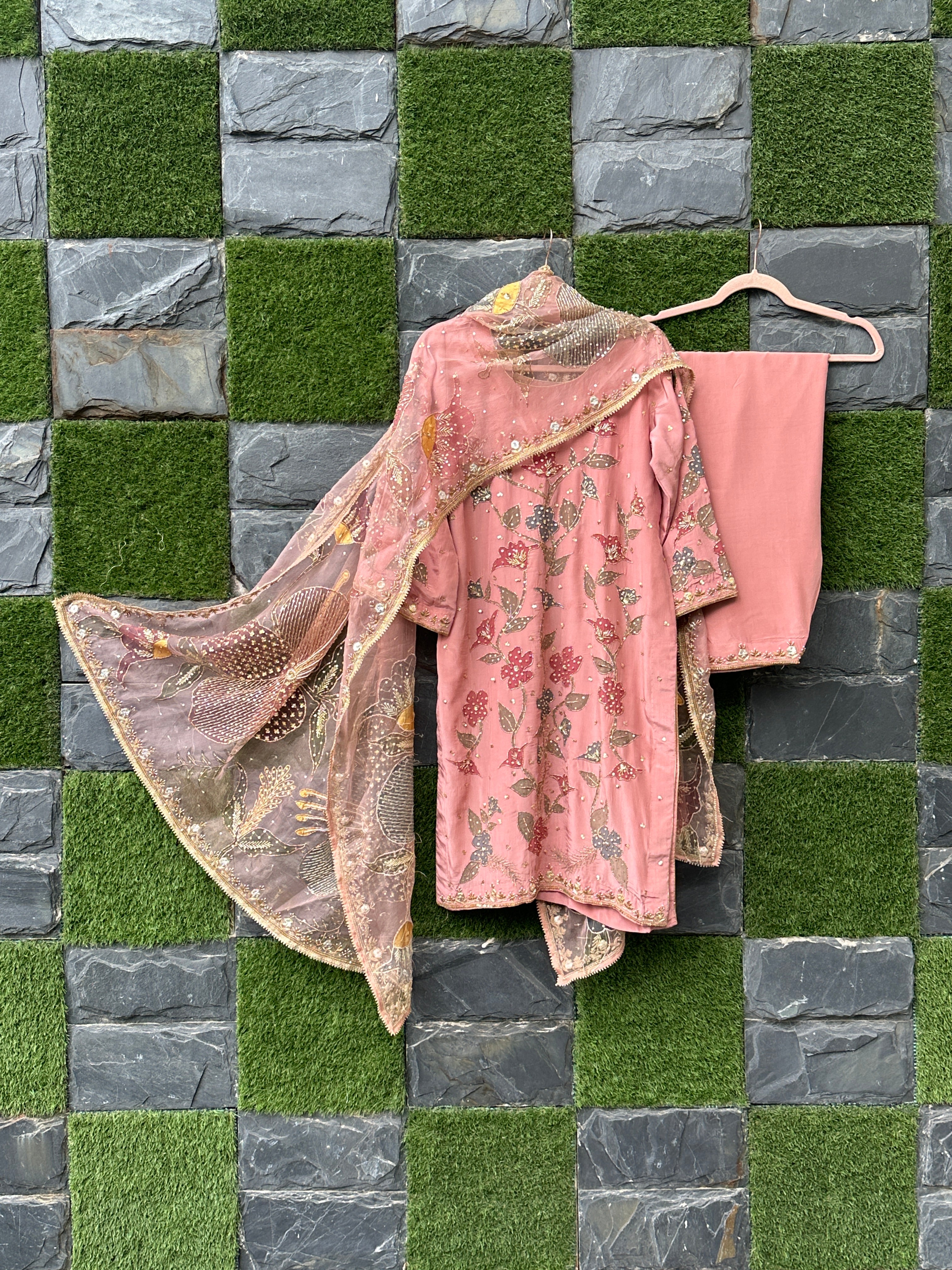 Dusty Rose Silkpainted 3 piece suit