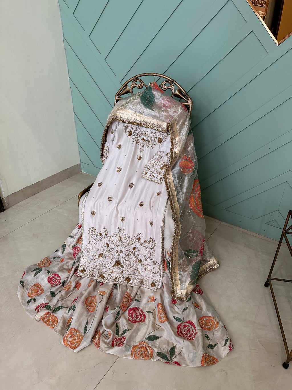 Ruhani Nikkah Handpainted 3 piece garara suit