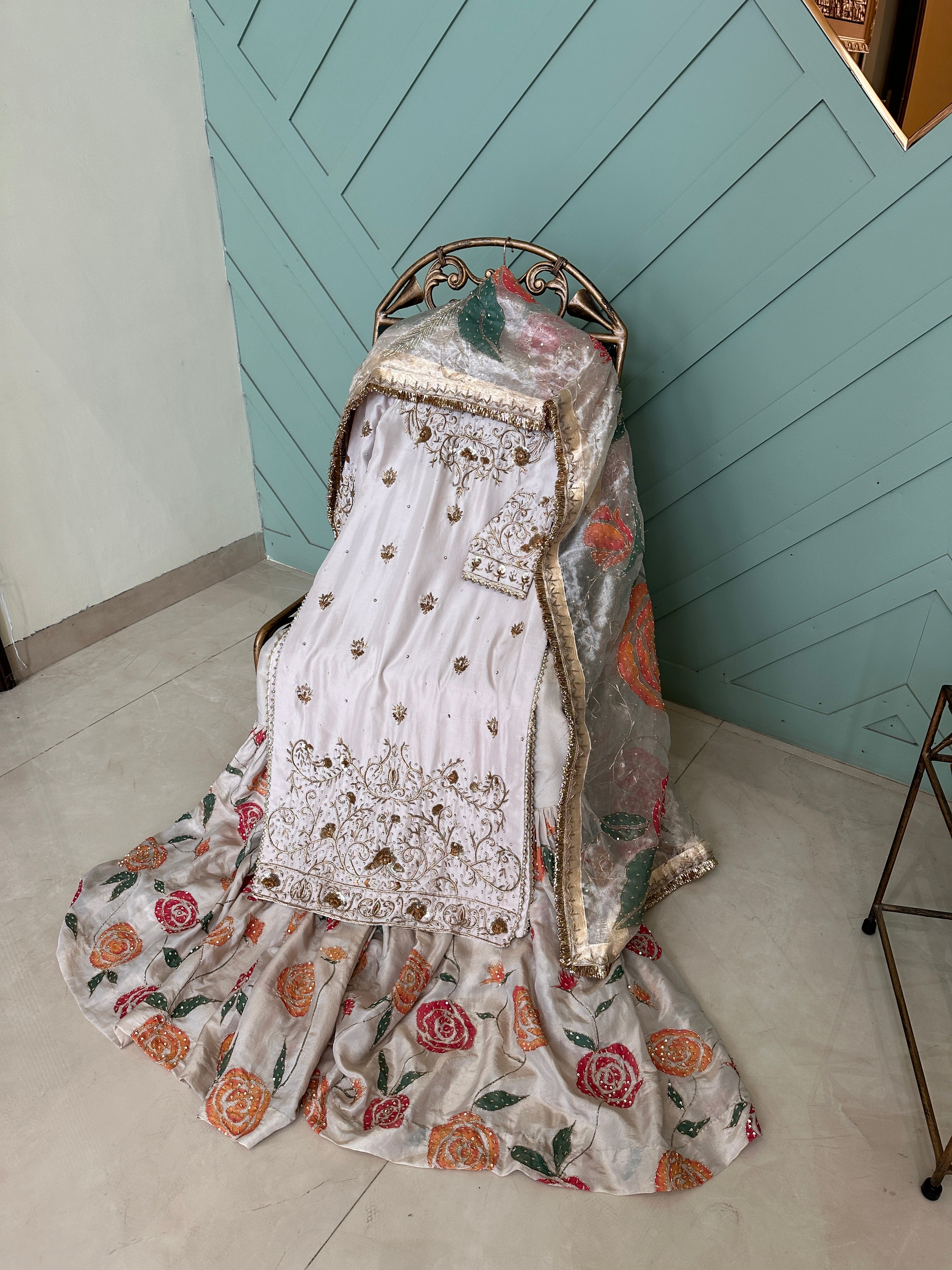 Ruhani Nikkah Handpainted 3 piece garara suit
