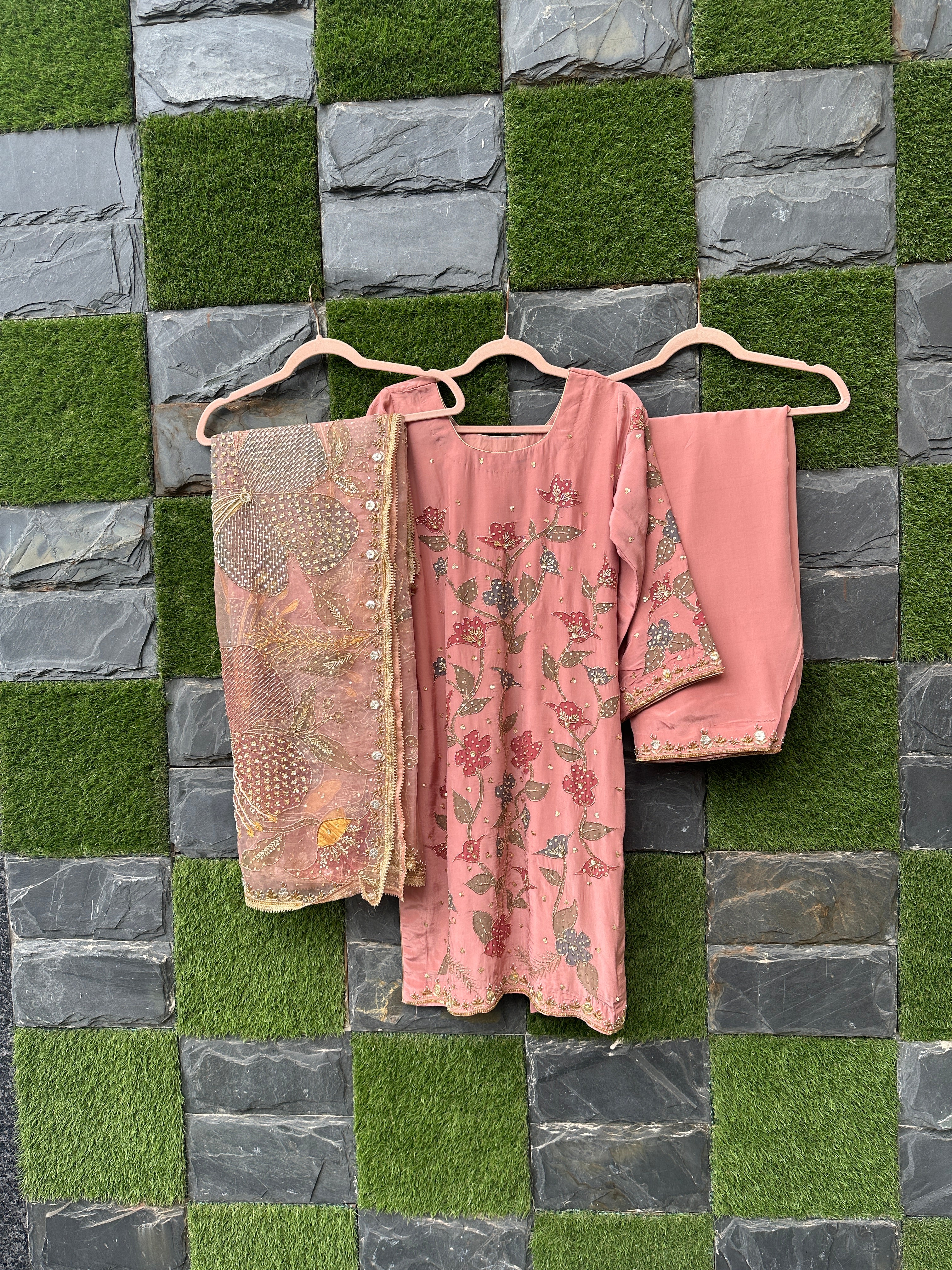 Dusty Pink handpainted suit