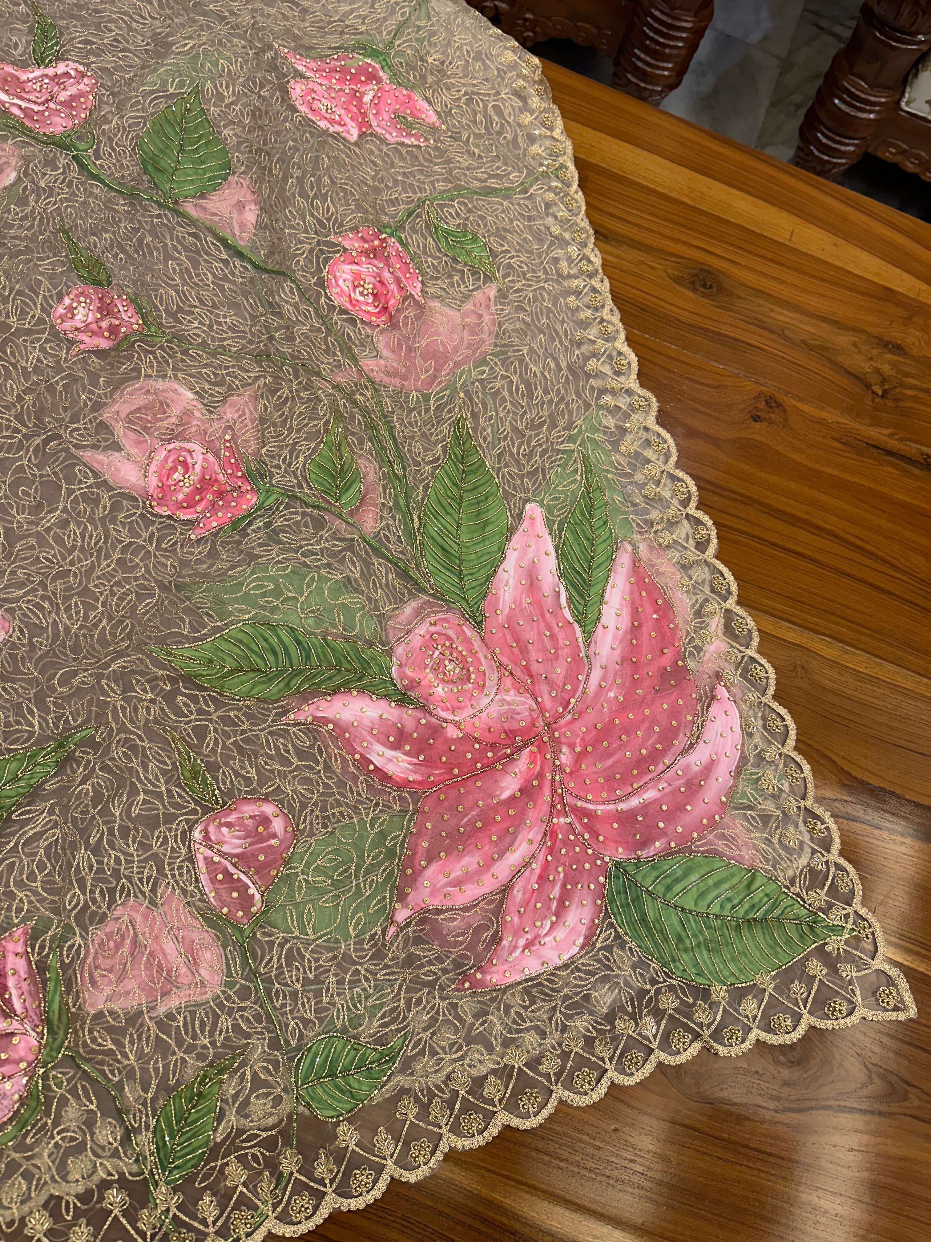 Saanjh Gulaab handpainted Embellished dupatta