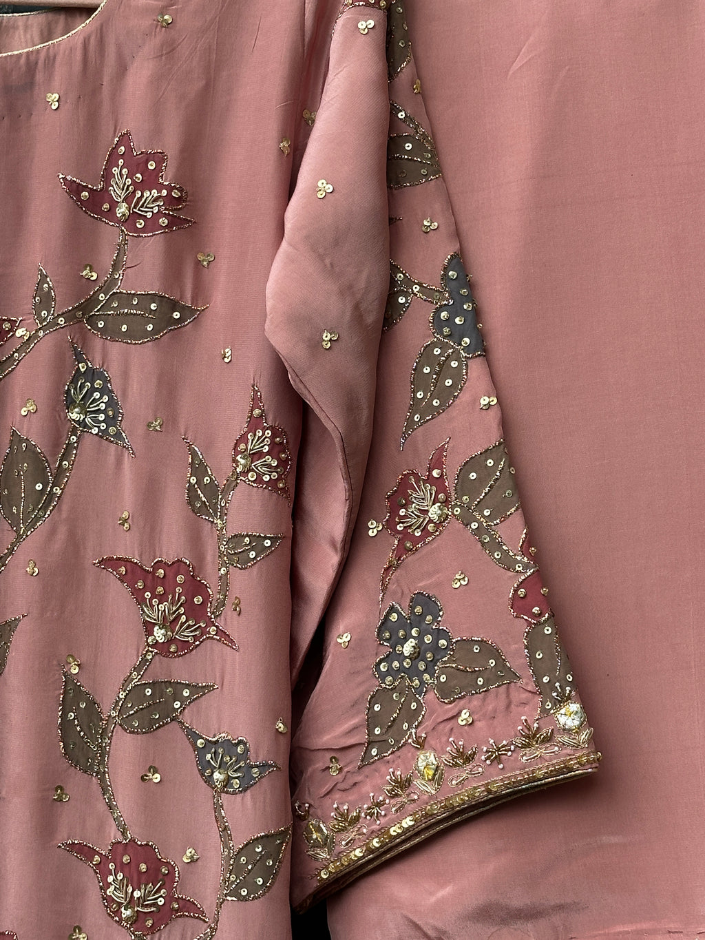 Dusty Pink handpainted suit