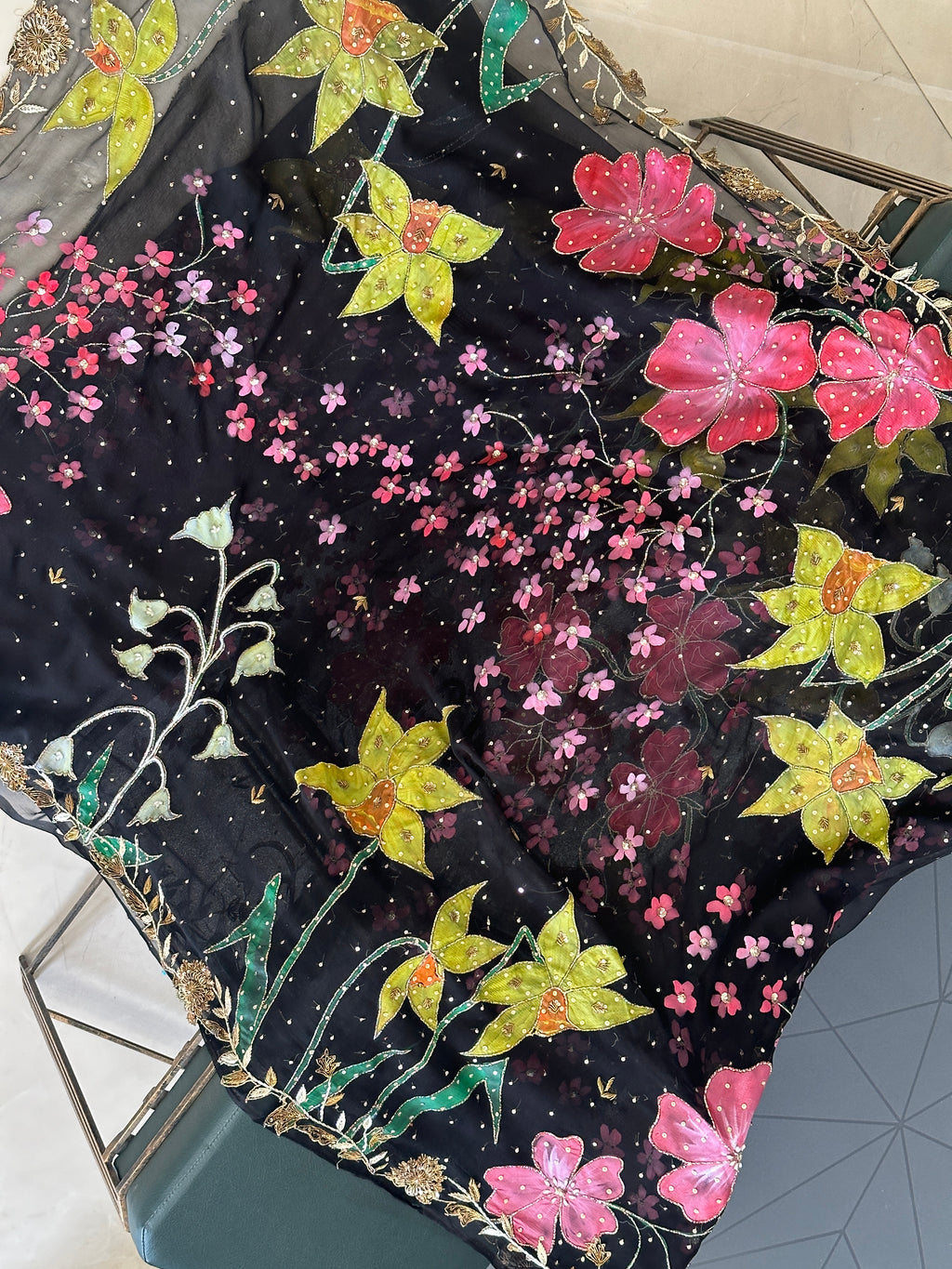 Midnight Sky Pure Organza Saree