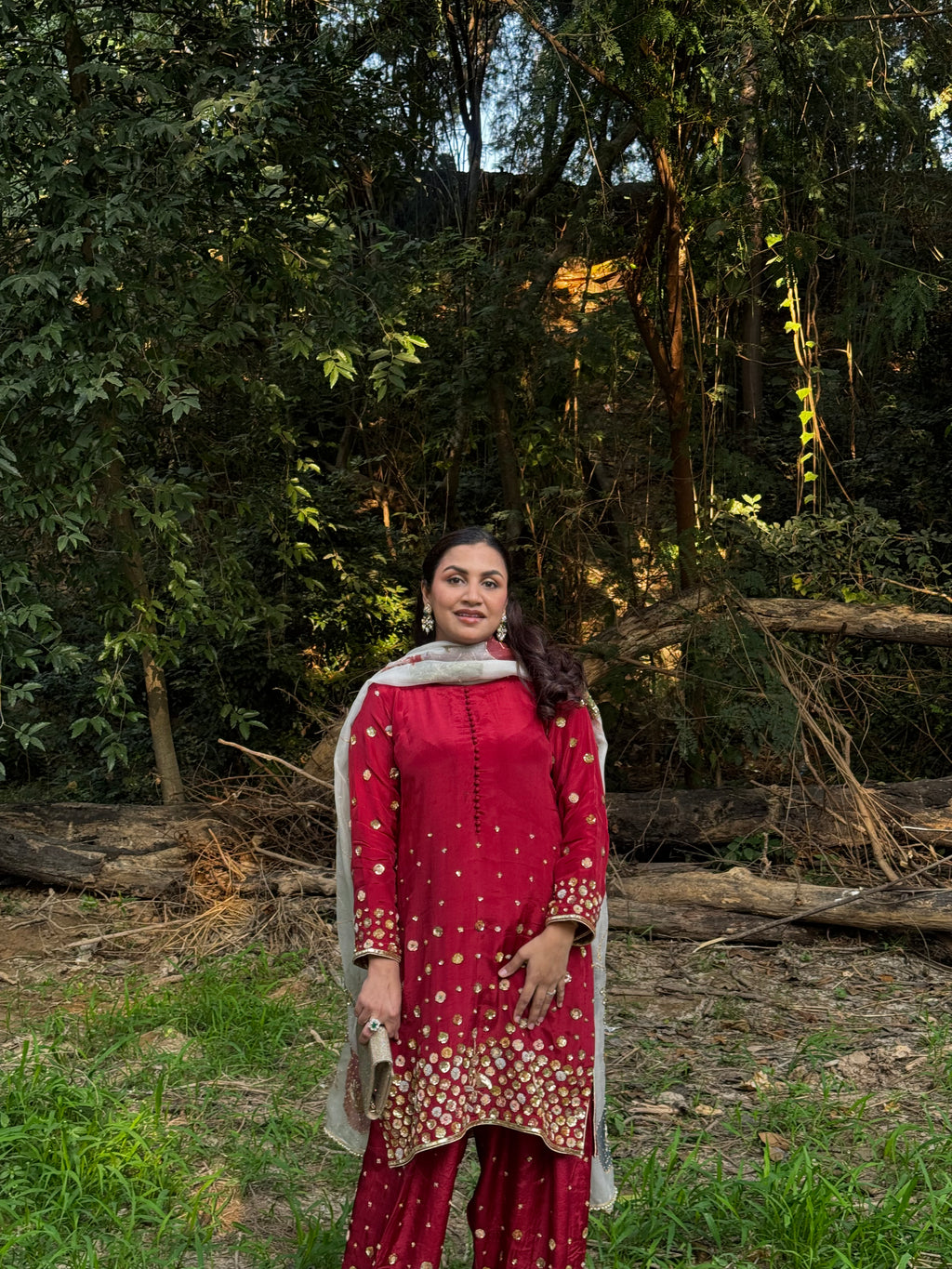 Sindoor Handpainted Silk Suit