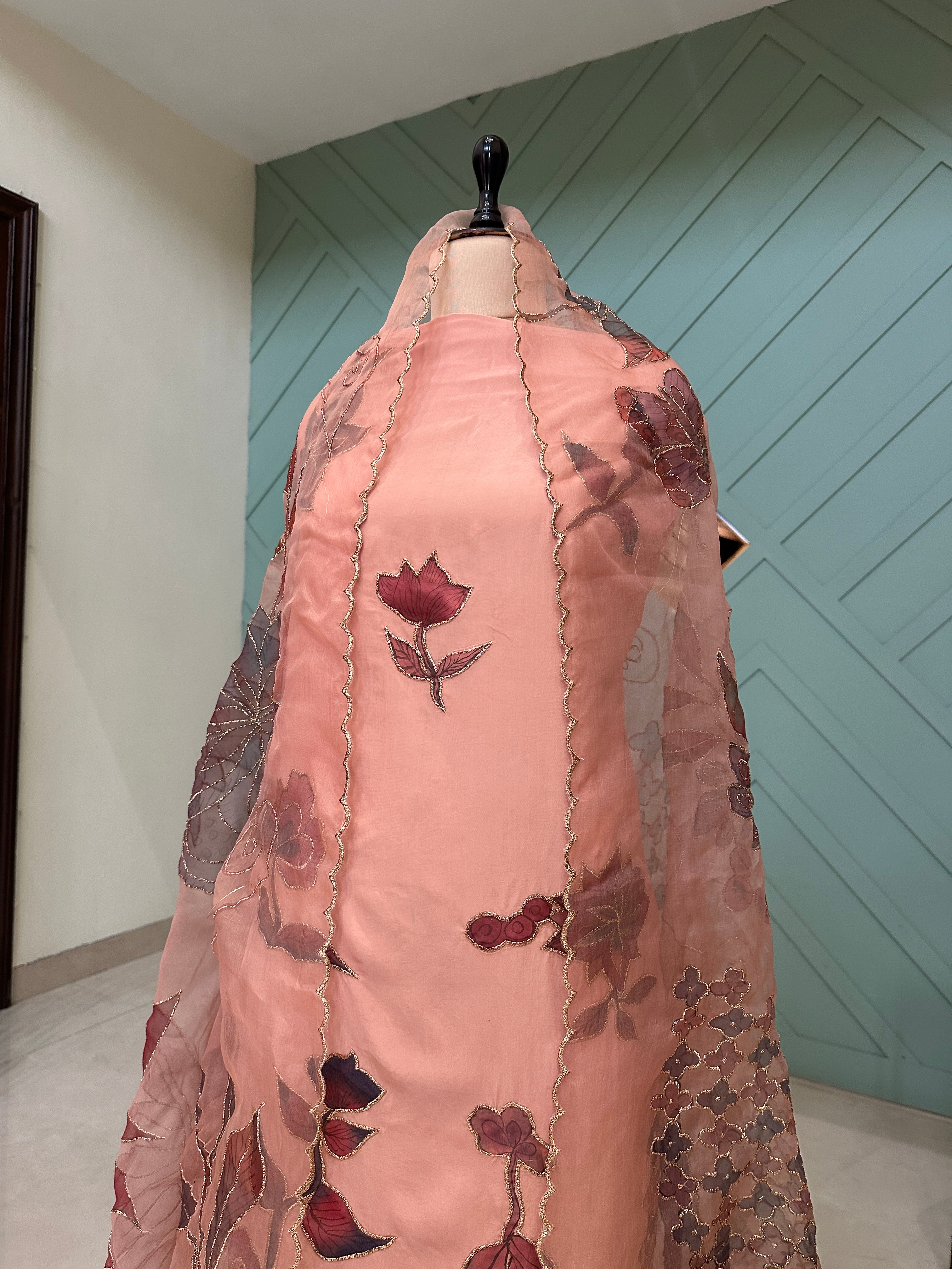 Coral Whisper unstitched 3 piece suit