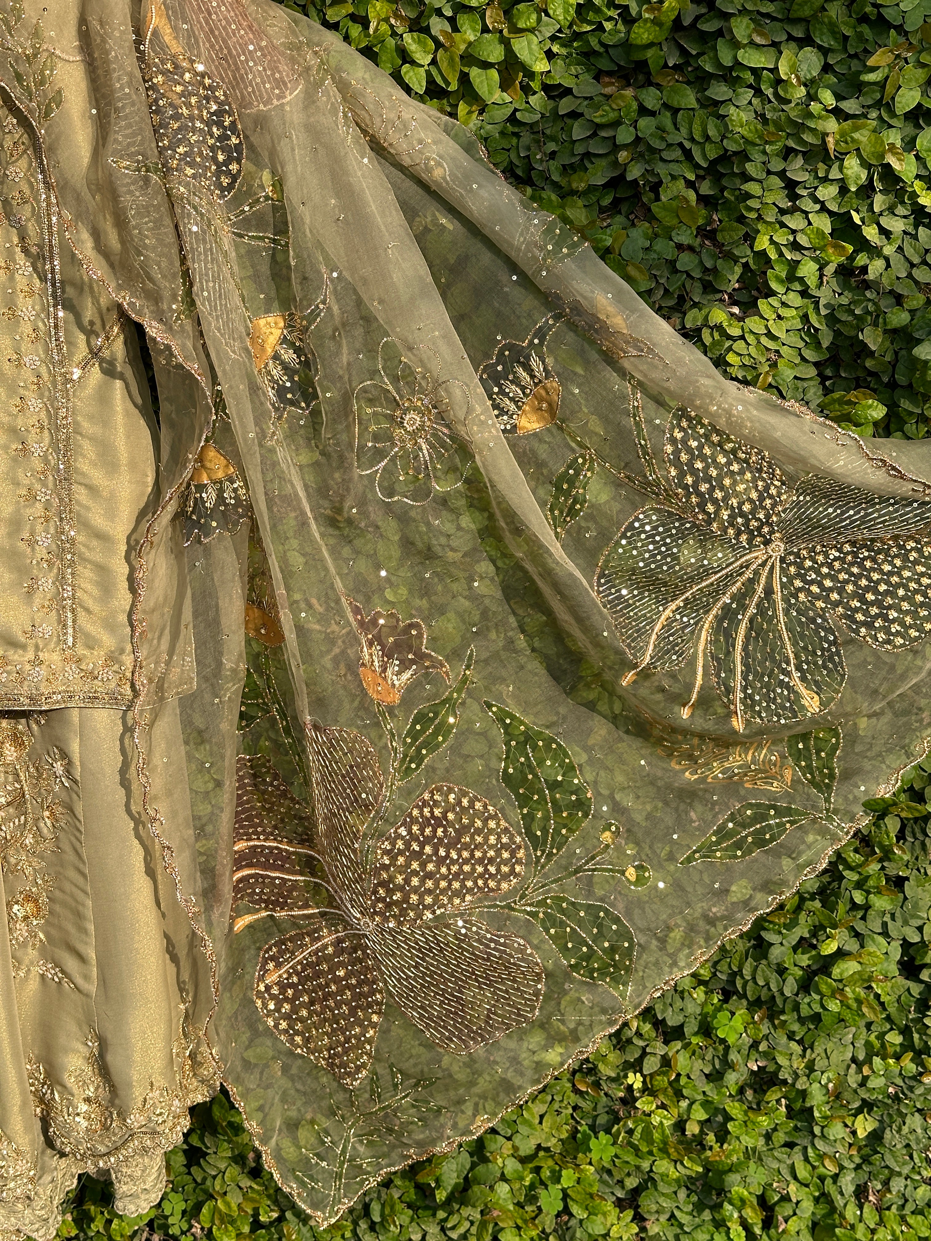 Sage Green 3 piece Sharara set