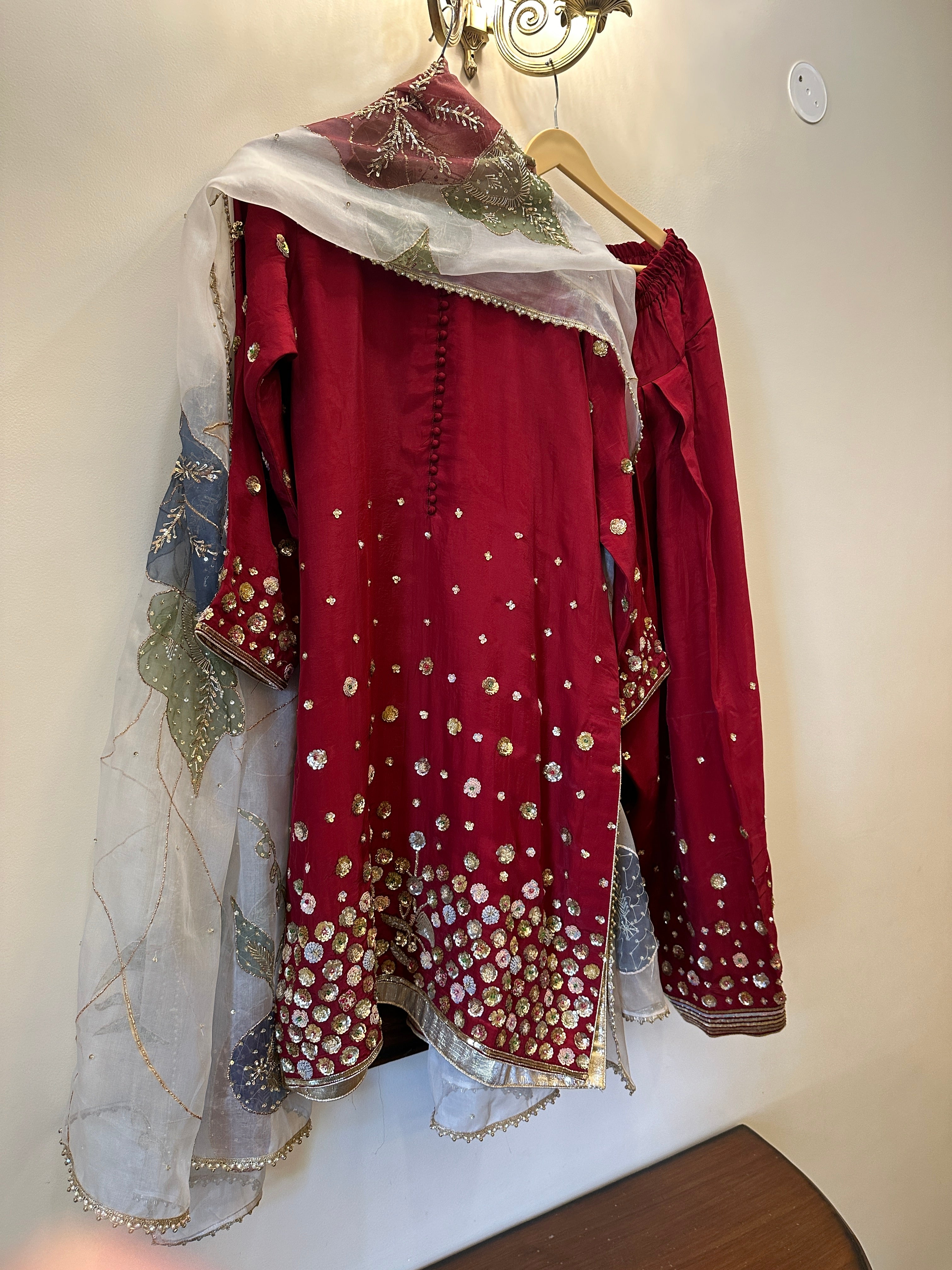 Sindoor Handpainted Silk Suit