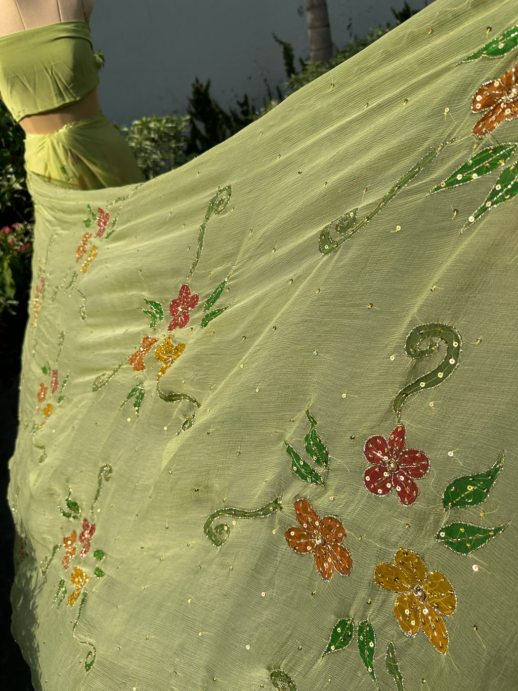 Meher Green Pure Chiffon saree