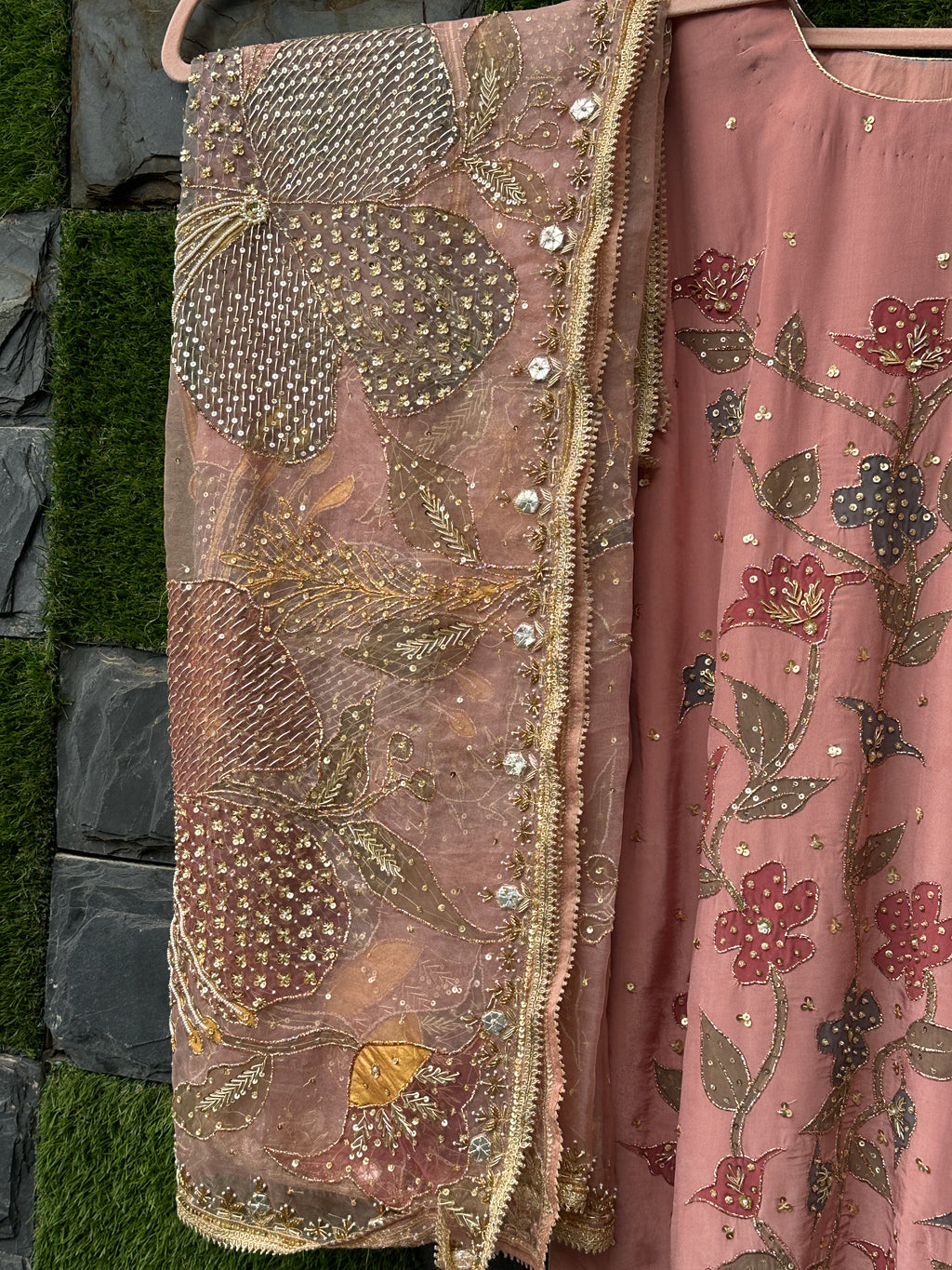 Dusty Pink handpainted suit