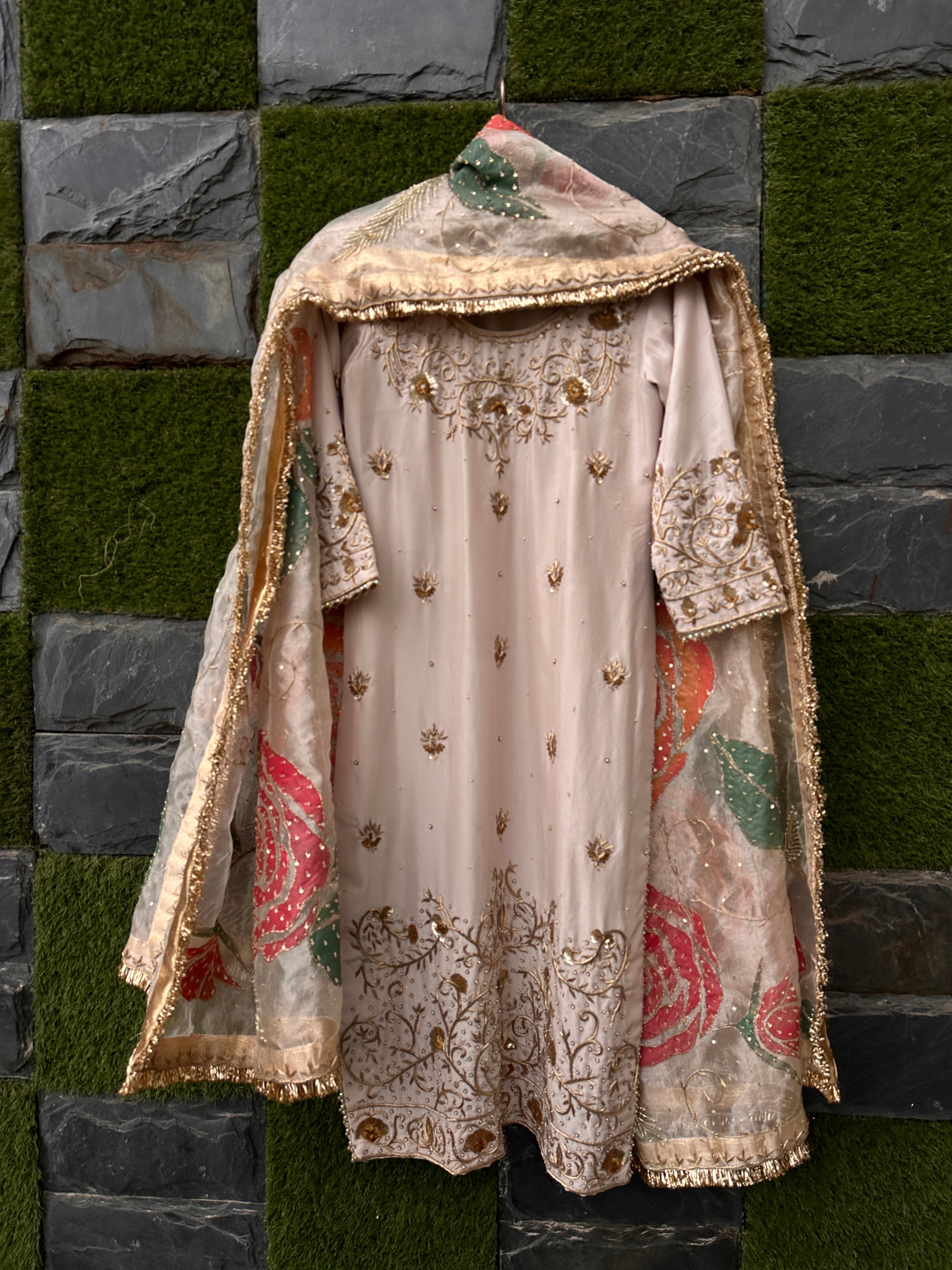 Ruhani Nikkah Handpainted 3 piece garara suit