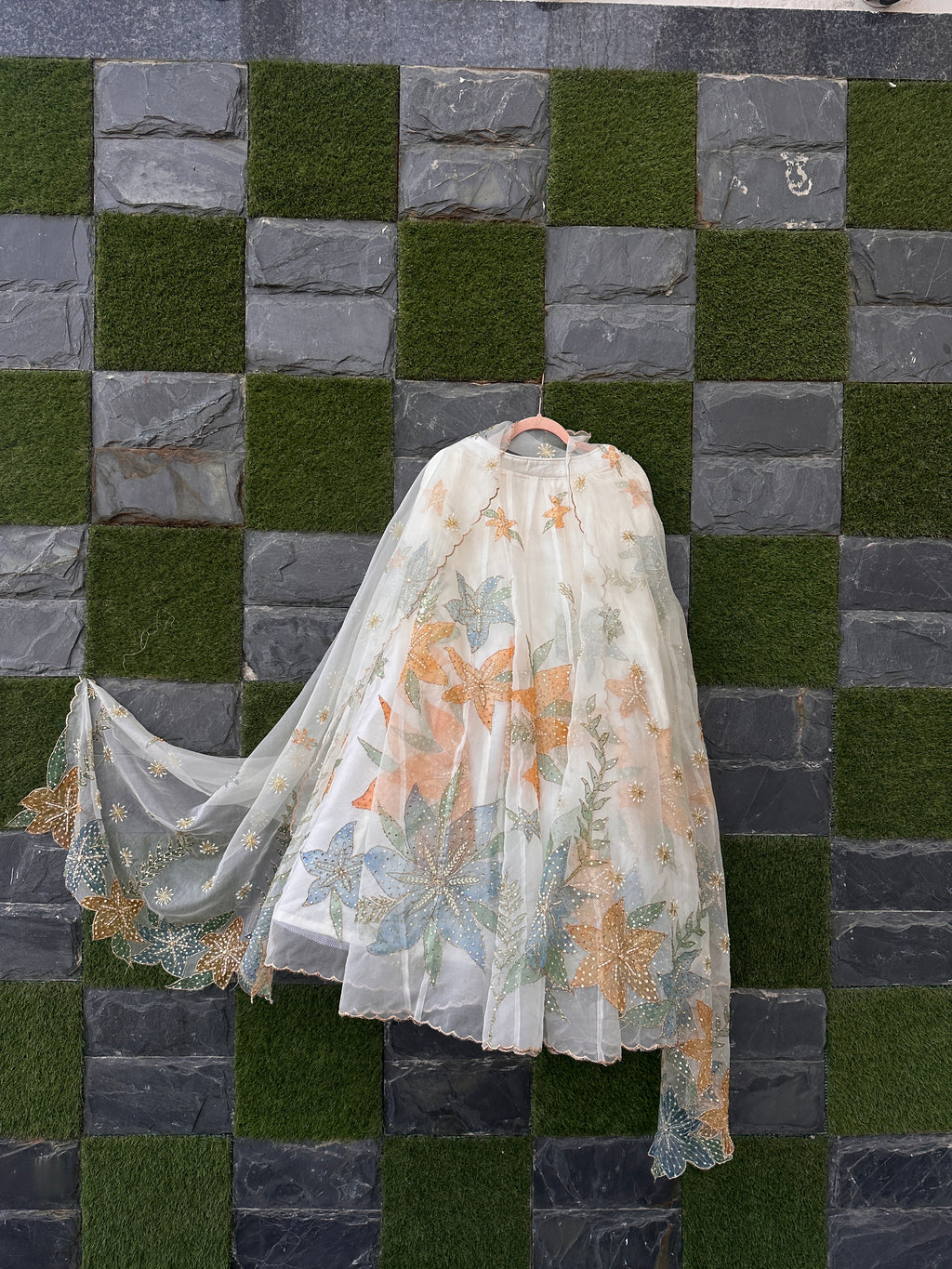 Sera Silkpainted Lehenga and dupatta set