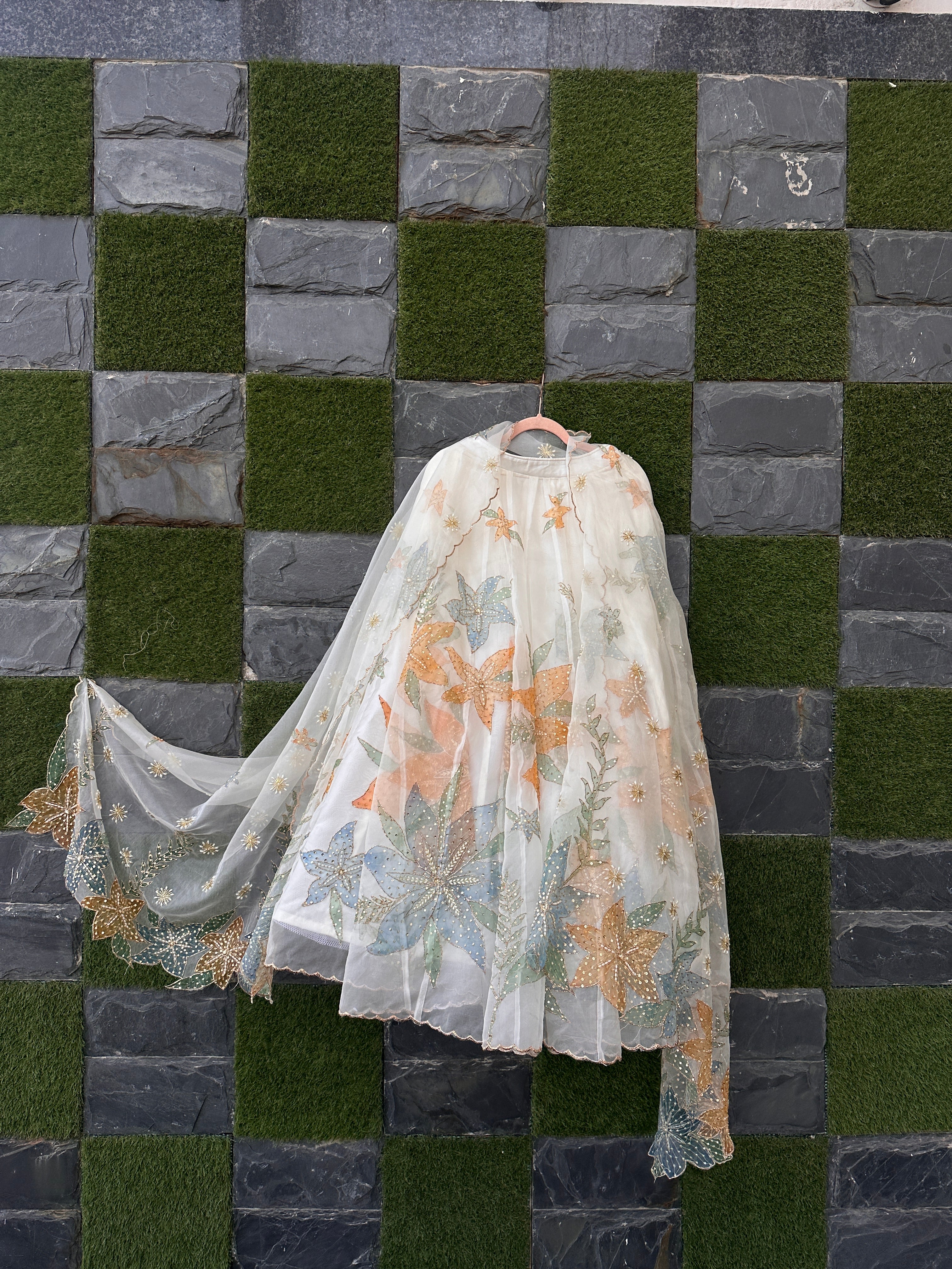 Sera Silkpainted Lehenga and dupatta set