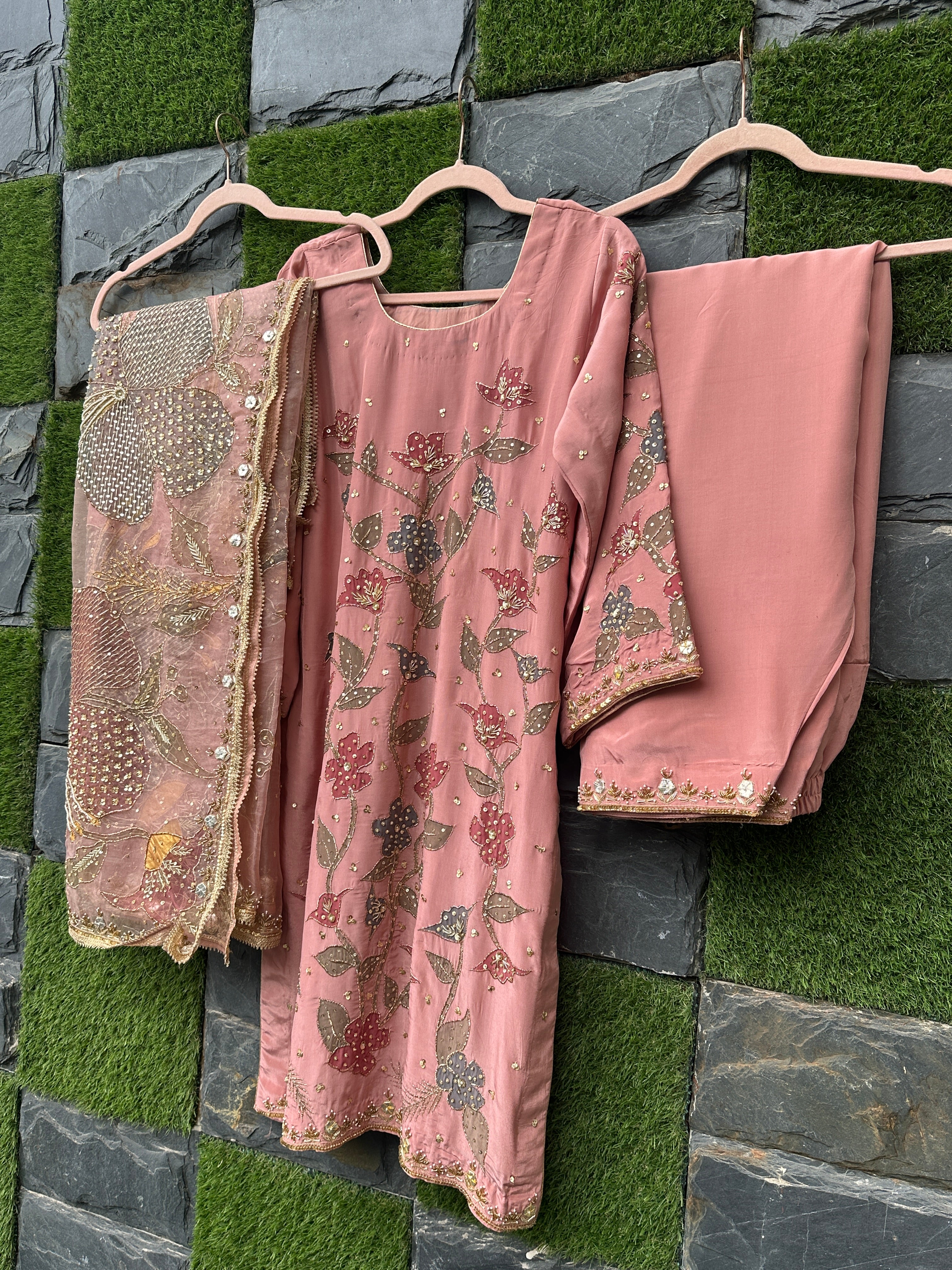 Dusty Pink handpainted suit