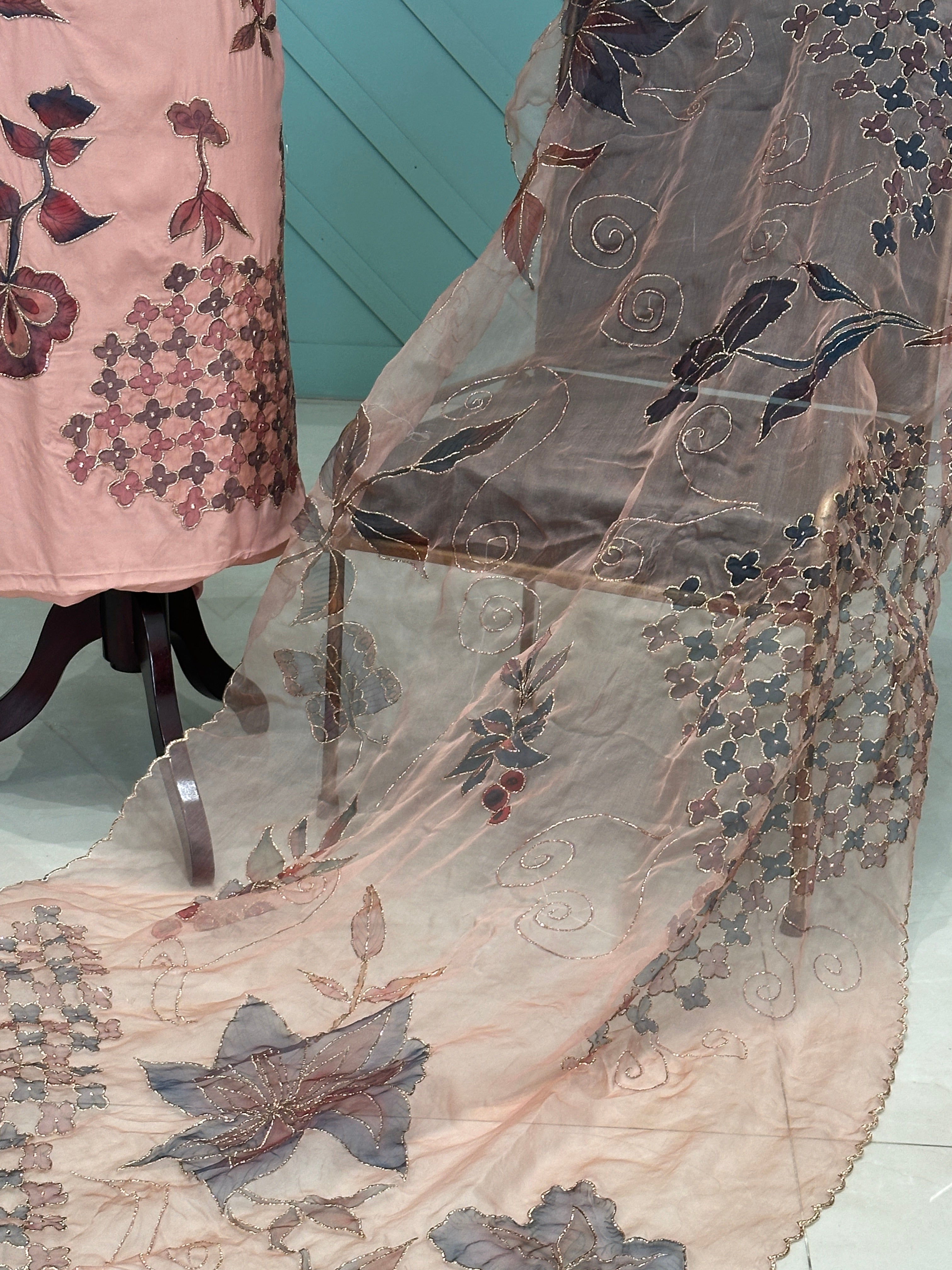 Coral Whisper unstitched 3 piece suit