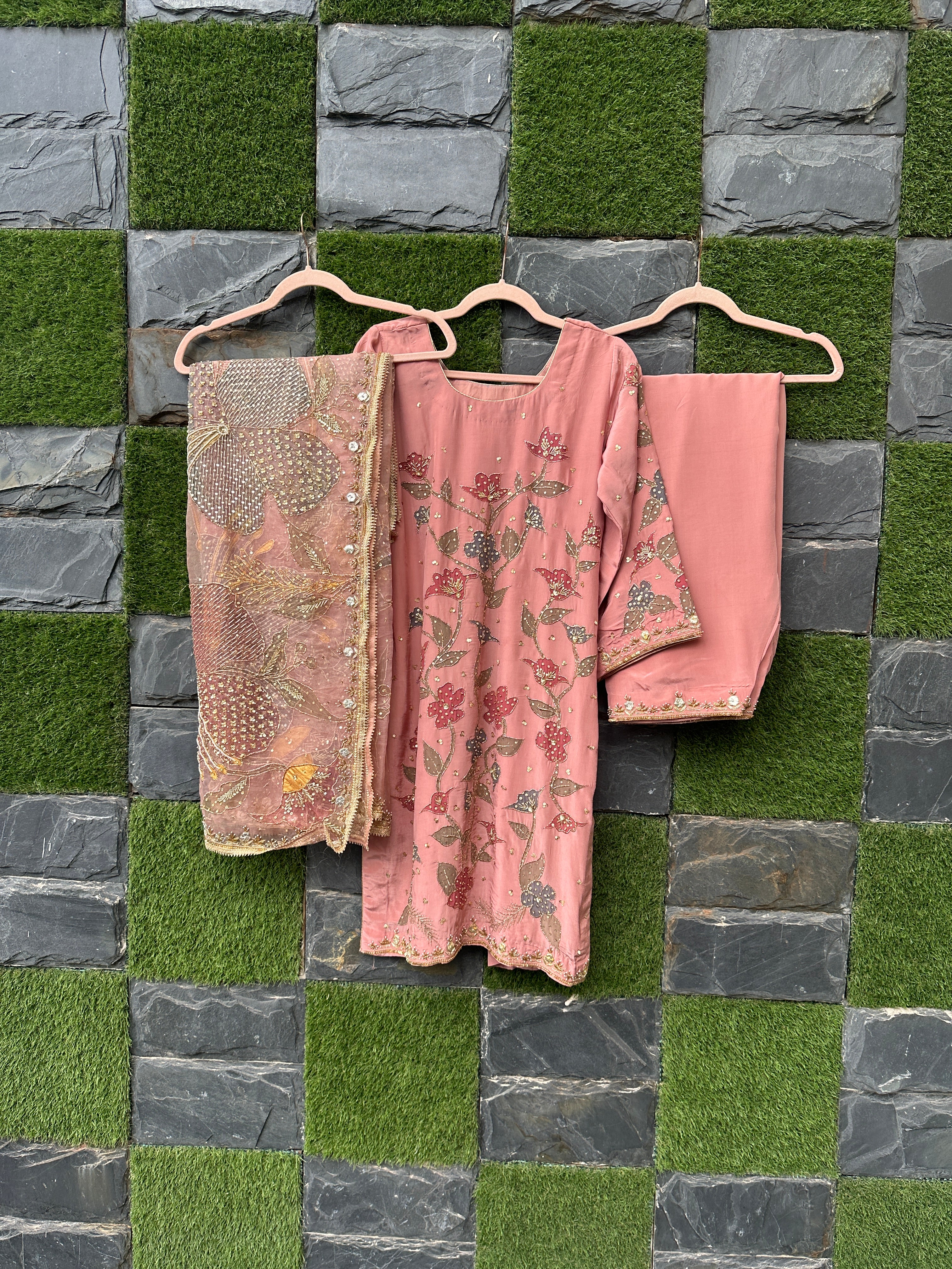 Dusty Rose Silkpainted 3 piece suit