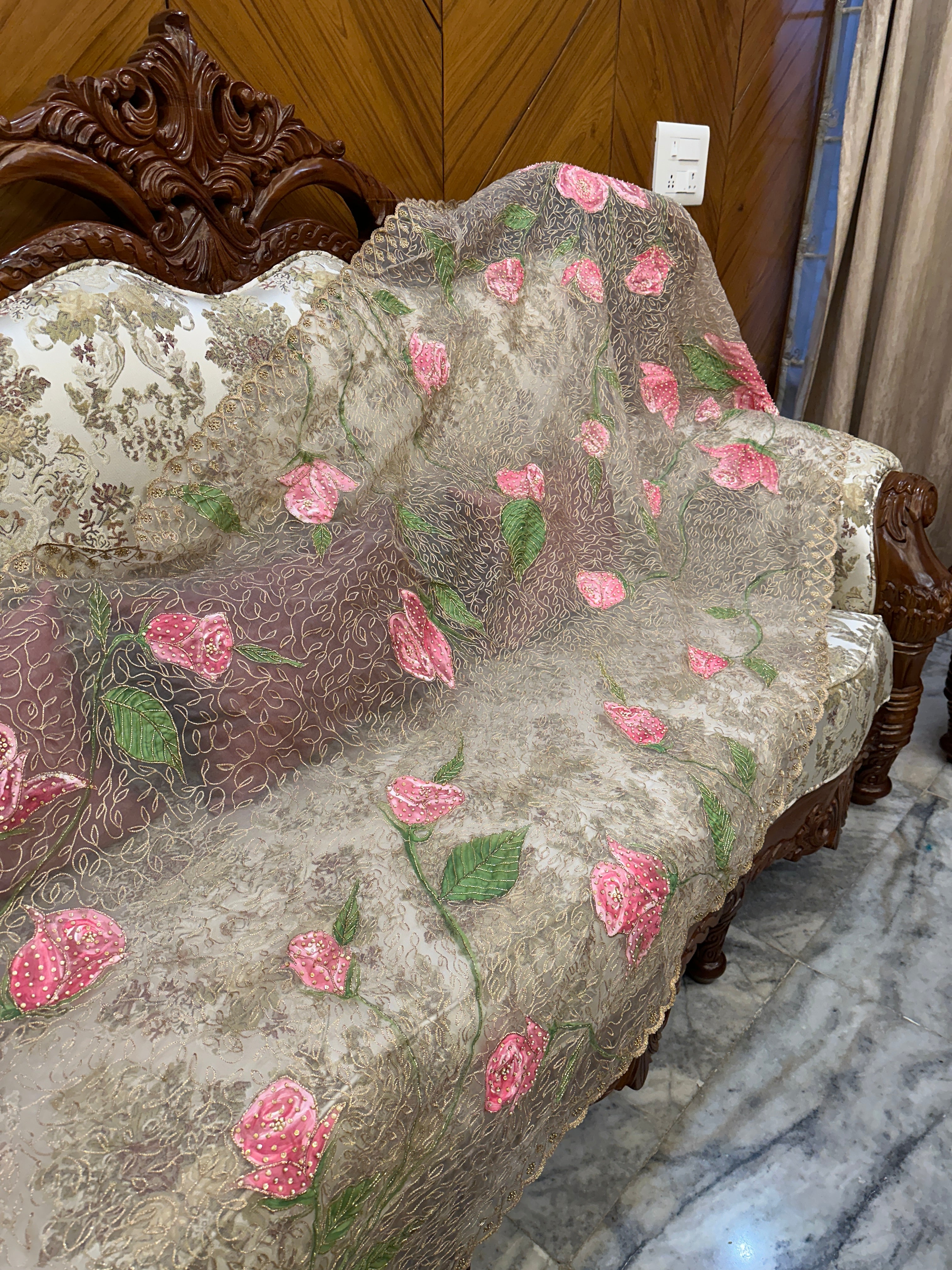 Saanjh Gulaab handpainted Embellished dupatta