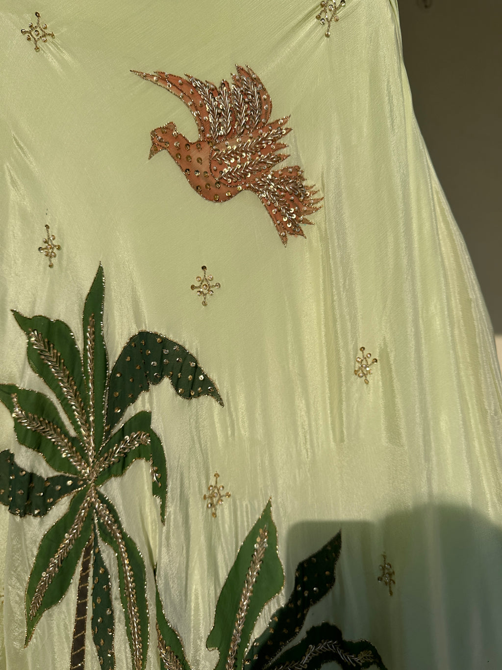 Palmé Handpainted Chiffon lehenga and blouse with Silkpainted organza dupatta