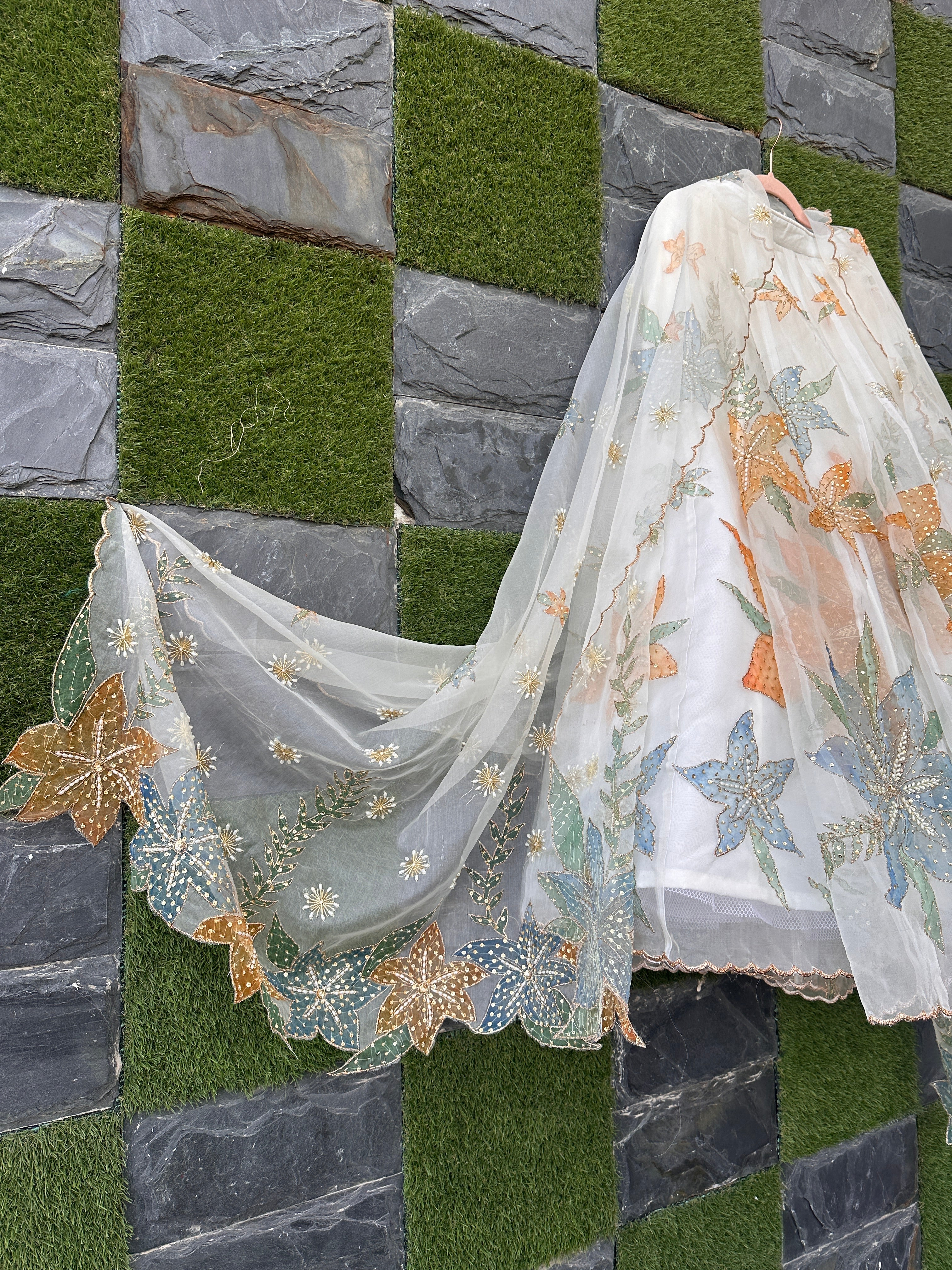 Sera Silkpainted Lehenga and dupatta set