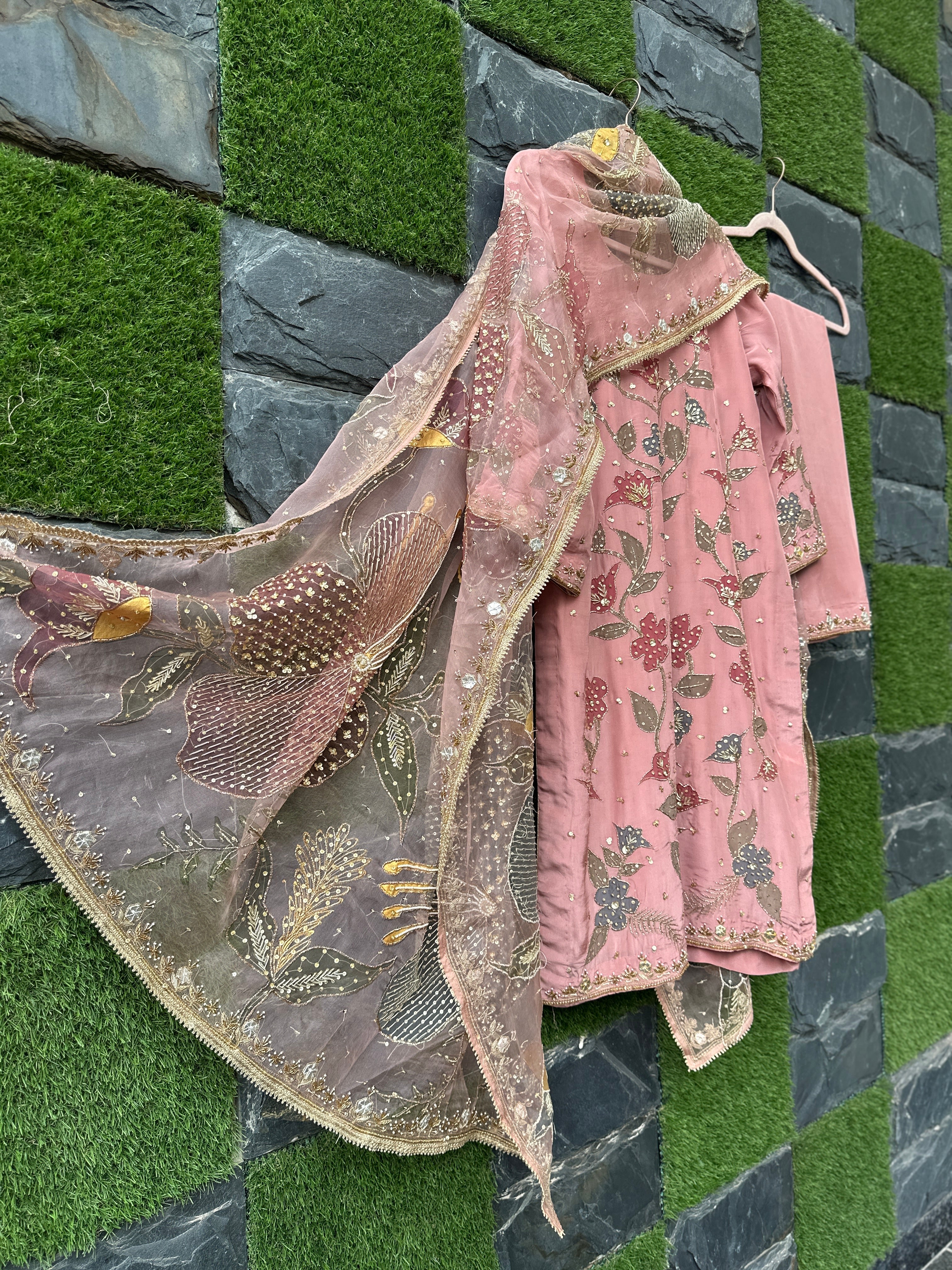 Dusty Pink handpainted suit